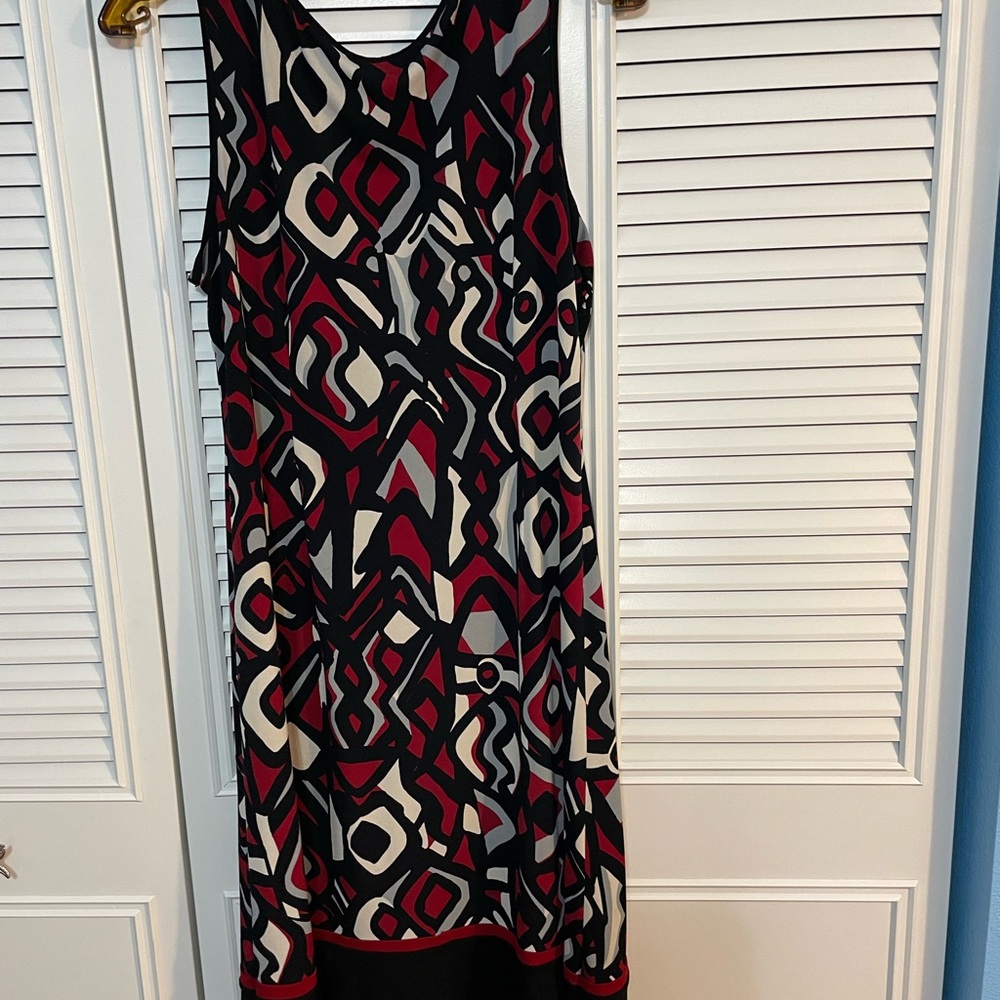 Studio I Geometric Maxi Dress in Black, Red, and Cream